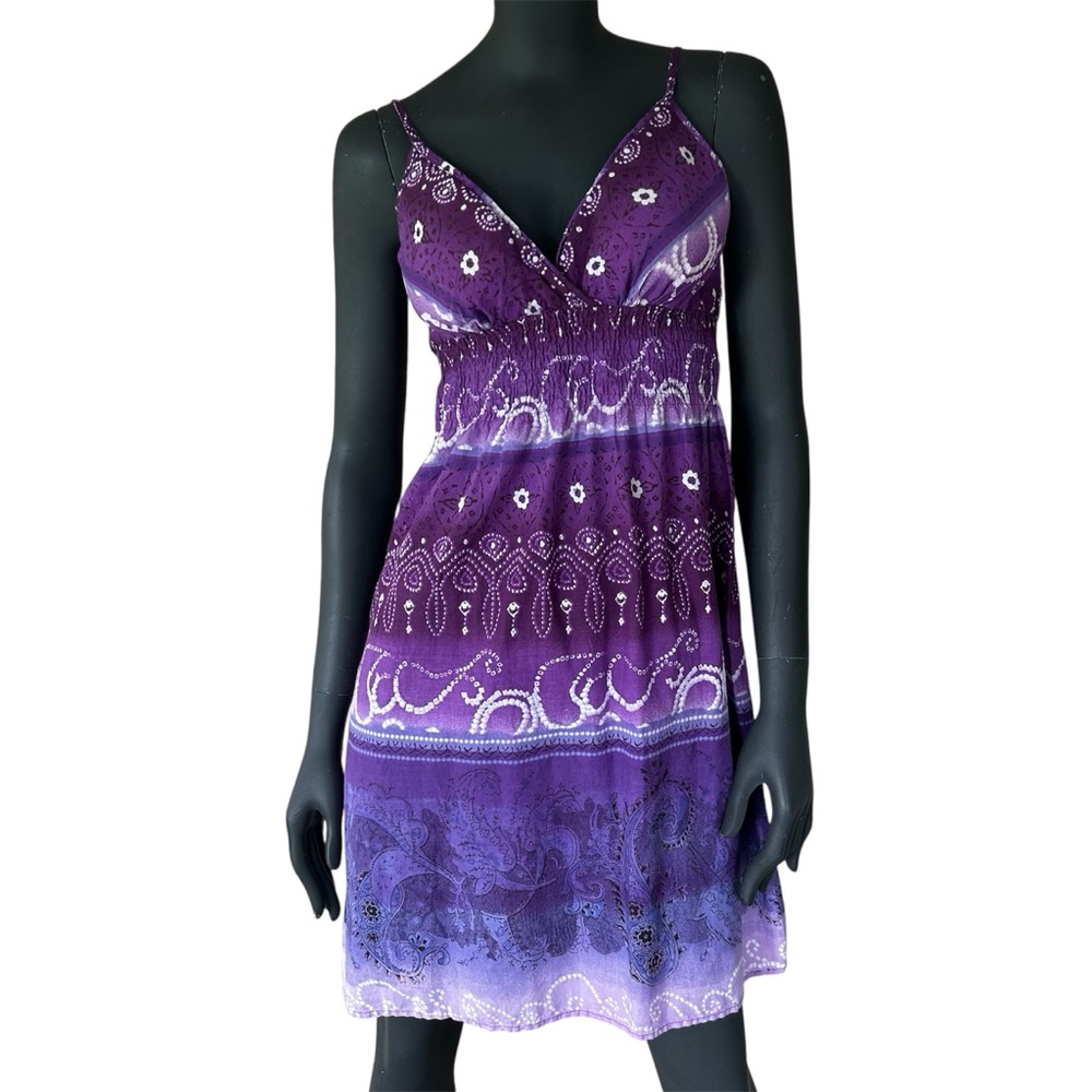 Vintage Purple Floral Midi Dress - Picture 2 of 10
